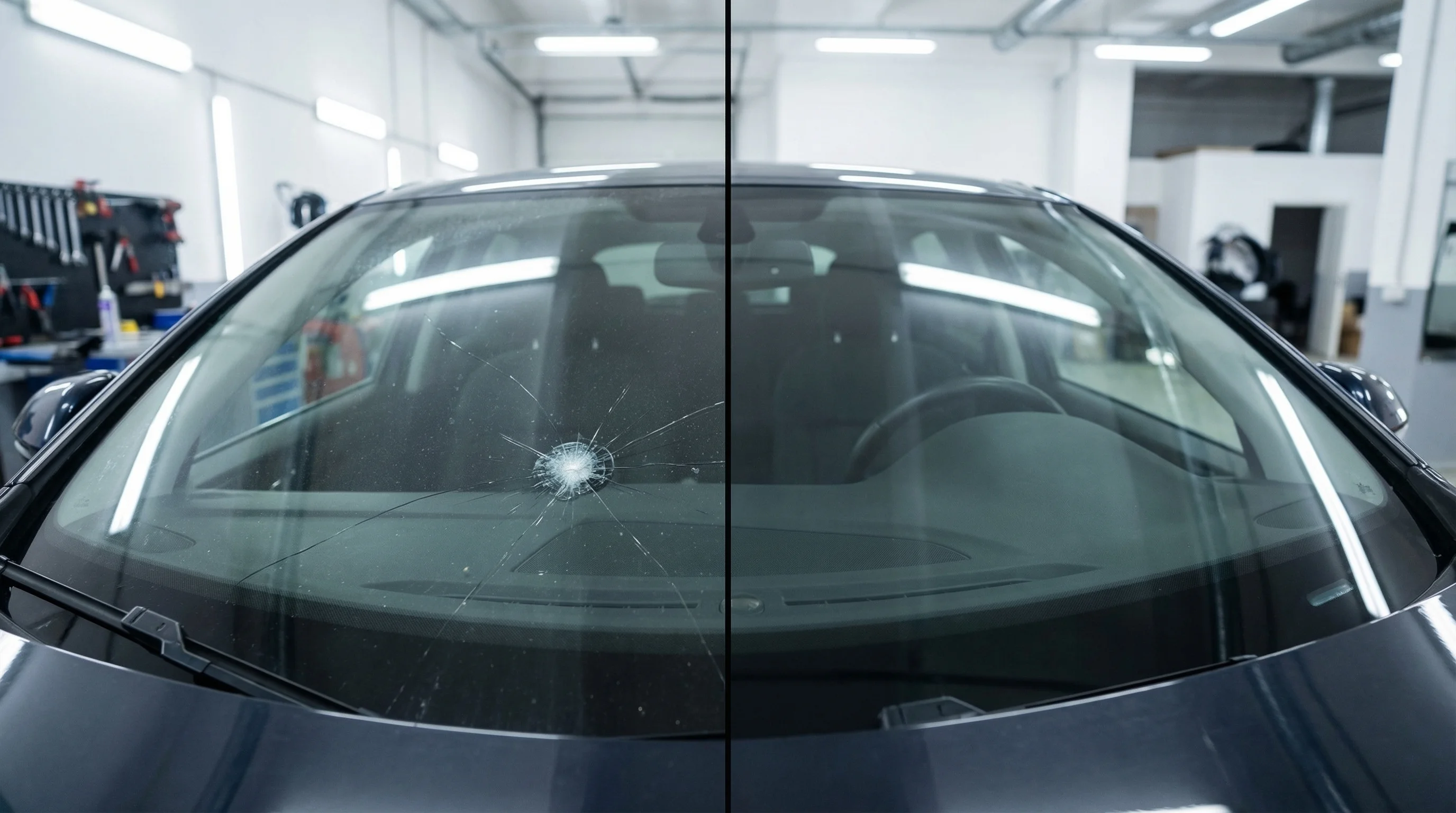 Steinschlagreparatur Vorher-Nachher Vergleich - Dein Autoglaser